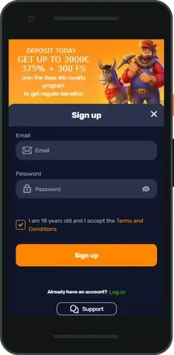 BassWin mobile game lobby